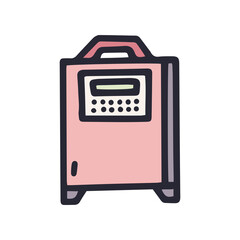 heat cannon with control panel color vector doodle simple icon