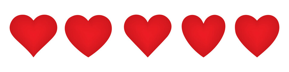 3d vector red heart icon set