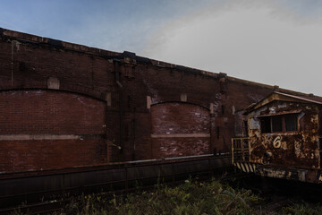 Fototapeta na wymiar Bethleham PA Steel Stacks at dusk late fall Industrial Christmas Historic Morovian City