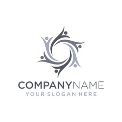 Fototapeta premium community of people by forming circle design logo