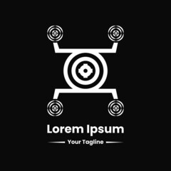 drone and target logo concept. monogram, silhlouette, flat, simple and modern logotype. suitable for logo icon, symbol and sign