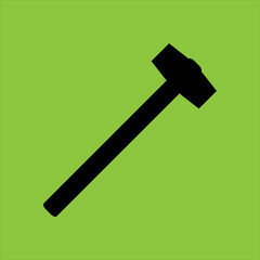 Sledgehammer icon isolated on green background. 