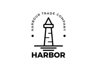 The lighthouse, harbor logo designs inspiration. Minimalist logo