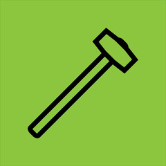 Sledgehammer icon isolated on green background. 