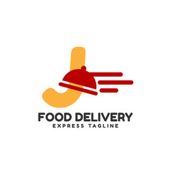 letter J express food delivery vector initial logo design