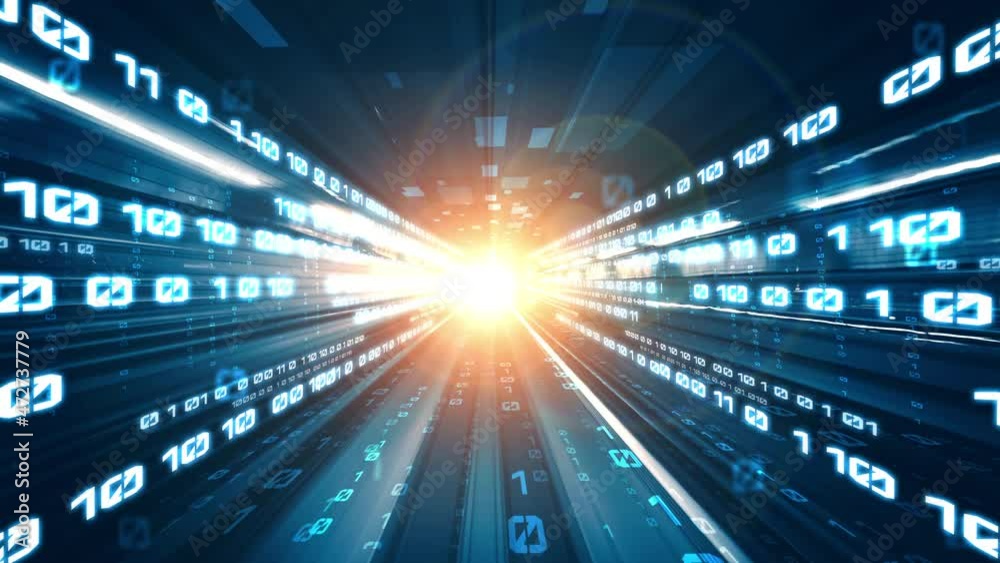 Aufkleber digital data flow on road in concept of cyber global communication and coding with graphic creating 