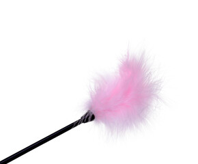 Feather stick from sex shop isolated on white