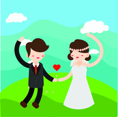 Wedding Character Happy Pose