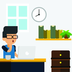 Workspace Illustration Work With Friend Freelancers