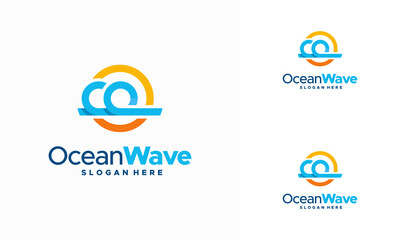Modern Iconic Ocean Wave logo with waves. Vector illustration