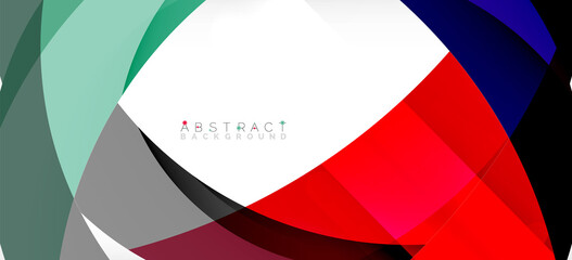 Obraz premium Color circle shapes, minimal geometric background. Trendy dynamic composition. Vector Illustration For Wallpaper, Banner, Background, Landing Page