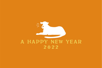New year card 2022 yellow　2022年　寅年　年賀状　黄