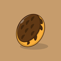 Delicious chocolate donut cartoon icon illustration. Food concept isolated premium design.