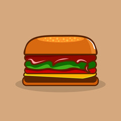Burger vector icon. food logos. Delicious burger cartoon illustration. Isolated background