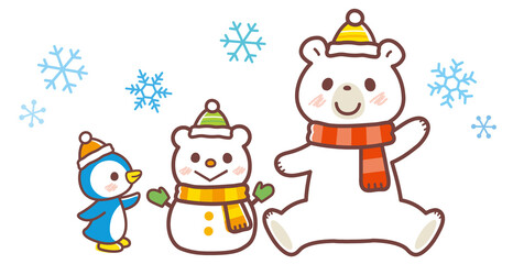 シロクマと雪だるま＿ブラウンライン