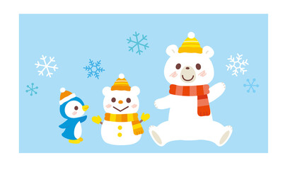 シロクマと雪だるま