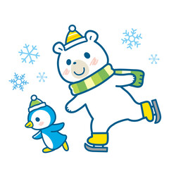 スケートするシロクマ＿ネイビーライン