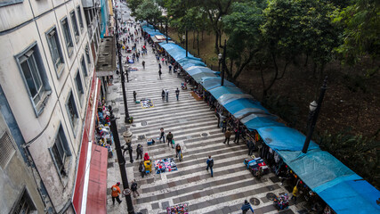 Sao Paulo, Brazil, November 20, 2021. people walk along the General Carneiro street in Sao Paulo,...
