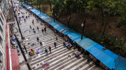 Sao Paulo, Brazil, November 20, 2021. people walk along the General Carneiro street in Sao Paulo,...