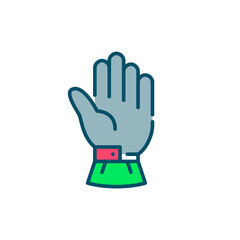 Skiing and snowboarding glove. Recreational winter sports protective wear. Pixel perfect, editable stroke colorful icon