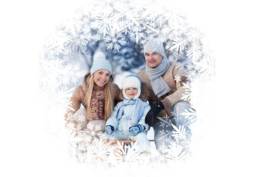 Christmas Winter Family Photo Card Layout
