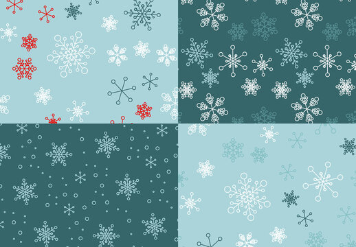 Christmas Seamless Pattern with Simple Snowflakes