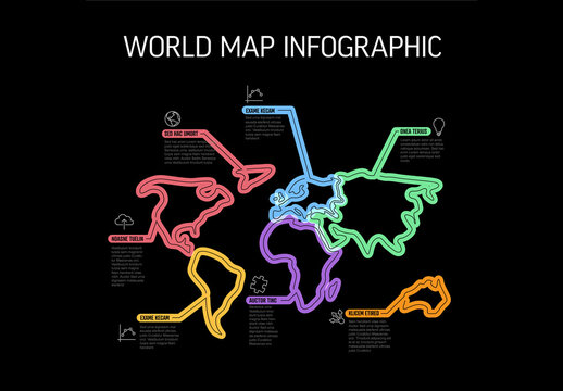 Thick Line Dark World Map Multipurpose Infographic Layout