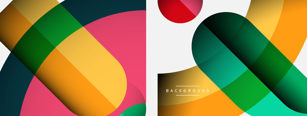 Geometric abstract background. Round shapes, circles, lines composition for wallpaper banner background or landing page