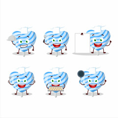 Cartoon character of blue love candy with various chef emoticons