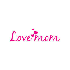 love mom logo template icon symbol vector pink color illustration design