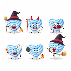 Halloween expression emoticons with cartoon character of blue love candy