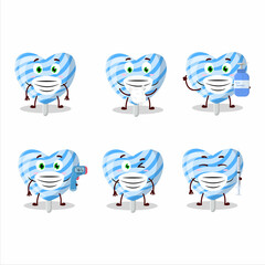 A picture of blue love candy cartoon design style keep staying healthy during a pandemic