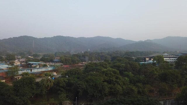 hyper laps pan mountain in thane godbandar indhira gandi nationl park mira road india afternoon day to night city and mountains