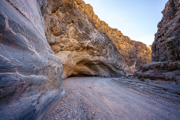 The steep colorful walls of Titus canyon in Death Valley California. 