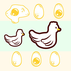 chicken and eggs vector illustration