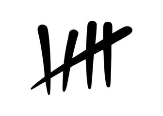 Tally marks to count days in prison. Tally marks for math lessons isolated on white background. Vector illustration