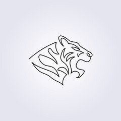 hand drawn line art tiger one line continuous icon symbol logo vector illustration design simple modern minimalist