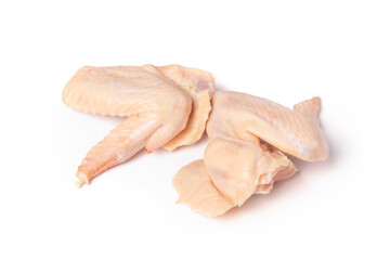Homemade chicken meat. Two chicken wings isolated on a white background
