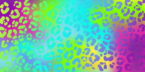 Neon leopard pattern. Rainbow-colored spotted background. Vector animal print. Wallpaper