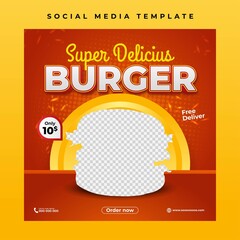 Delicious food social media banner poster template