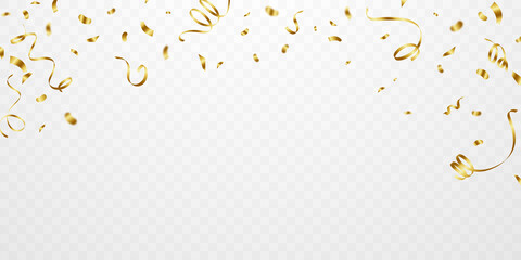 Celebration background template with confetti and gold ribbons. luxury greeting rich card.
