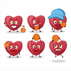 Talented red love gummy candy cartoon character as a basketball athlete