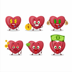 red love gummy candy cartoon character with cute emoticon bring money