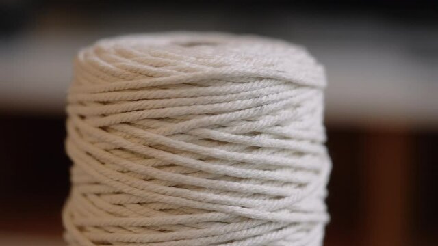 creme colored macrame wool with thick threads