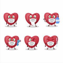 A picture of red love gummy candy cartoon design style keep staying healthy during a pandemic