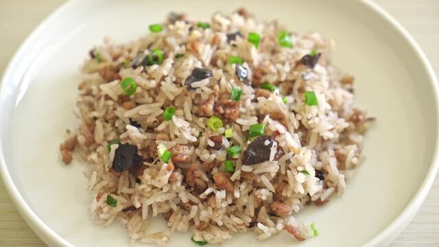 Fried Rice with Chinese Olives and Minced Pork - Asian food style