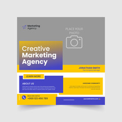 Digital marketing agency creative and corporate business social media post template	  Modern abstract flat corporate real estate  social media post
