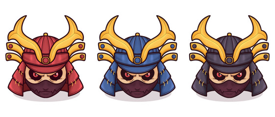 hand drawn samurai mask illustration © Qbertstudio