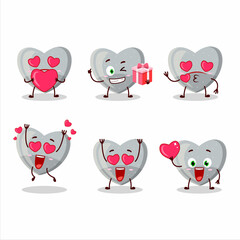 White love gummy candy cartoon character with love cute emoticon