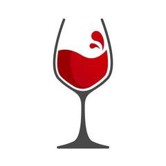 Splashing red wine Glass vector logo icon abstract concept design